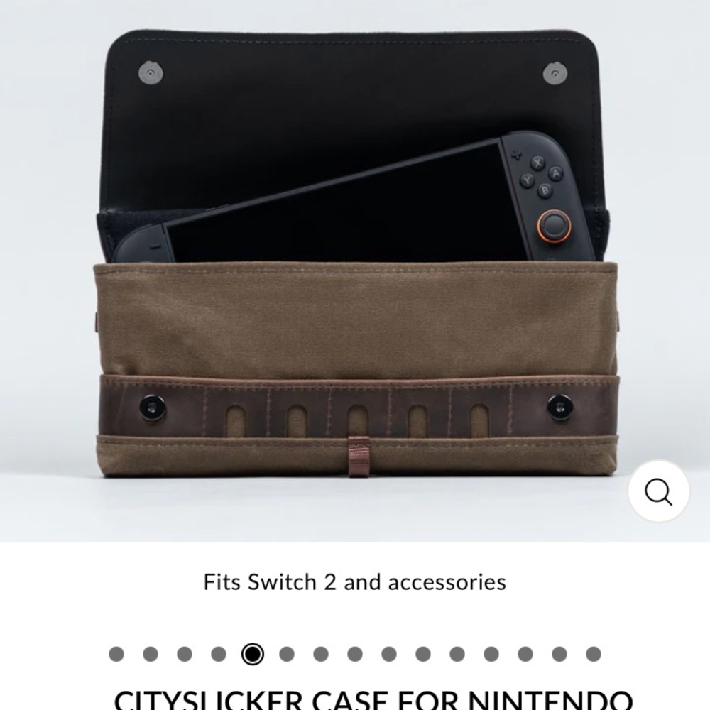 Waterfield Brown Leather & Black Canvas Nintendo Switch gaming Organizer - Picture 6 of 8